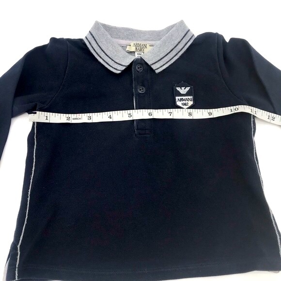 Giorgio Armani Baby Preppy Nautical Logo Spellout Long Sleeve Polo Shirt - Picture 10 of 12